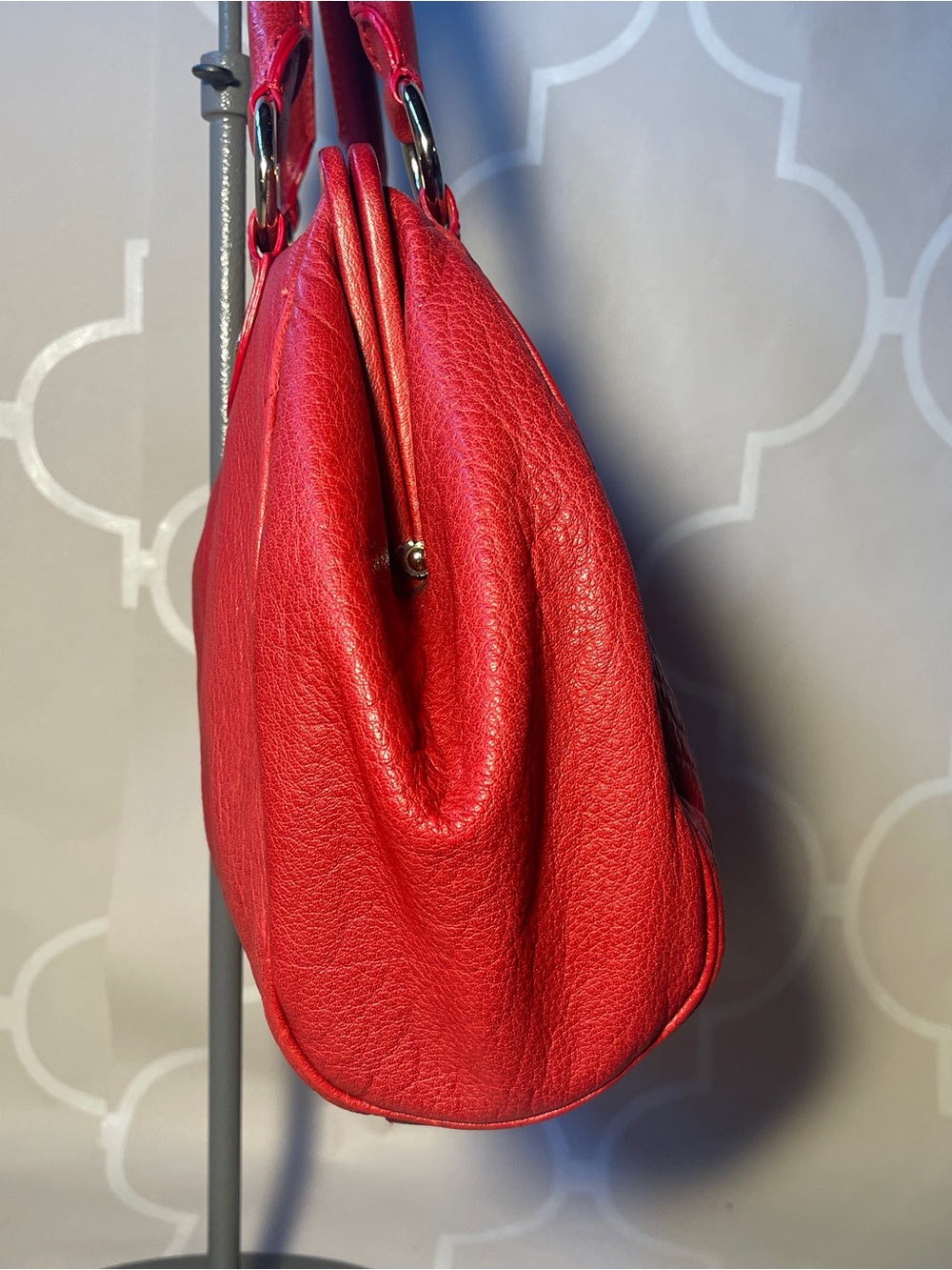 Vintage Elliott Lucca Red Leather Satchel Top Handle Shoulder Bag - Picture 2 of 14